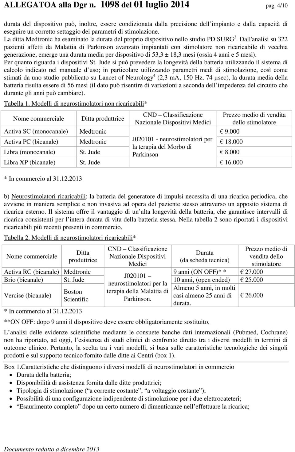 La ditta Medtronic ha esaminato la durata del proprio dispositivo nello studio PD SURG 3.