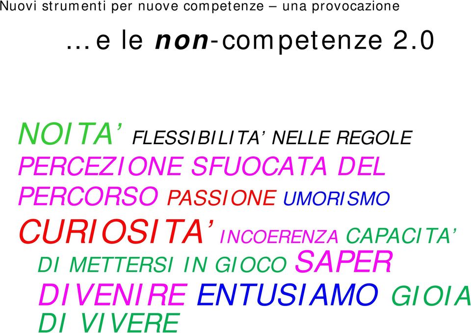 0 NOITA FLESSIBILITA NELLE REGOLE PERCEZIONE SFUOCATA DEL