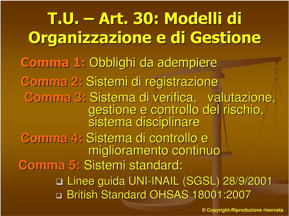 registrazione Comma 3: Sistema di verifica, valutazione, gestione e controllo del rischio,