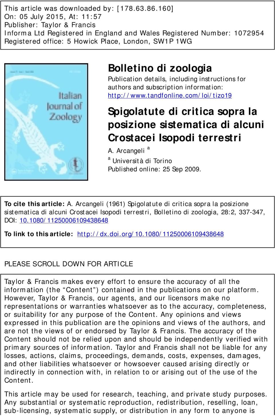 zoologia Publication details, including instructions for authors and subscription information: http://www.tandfonline.