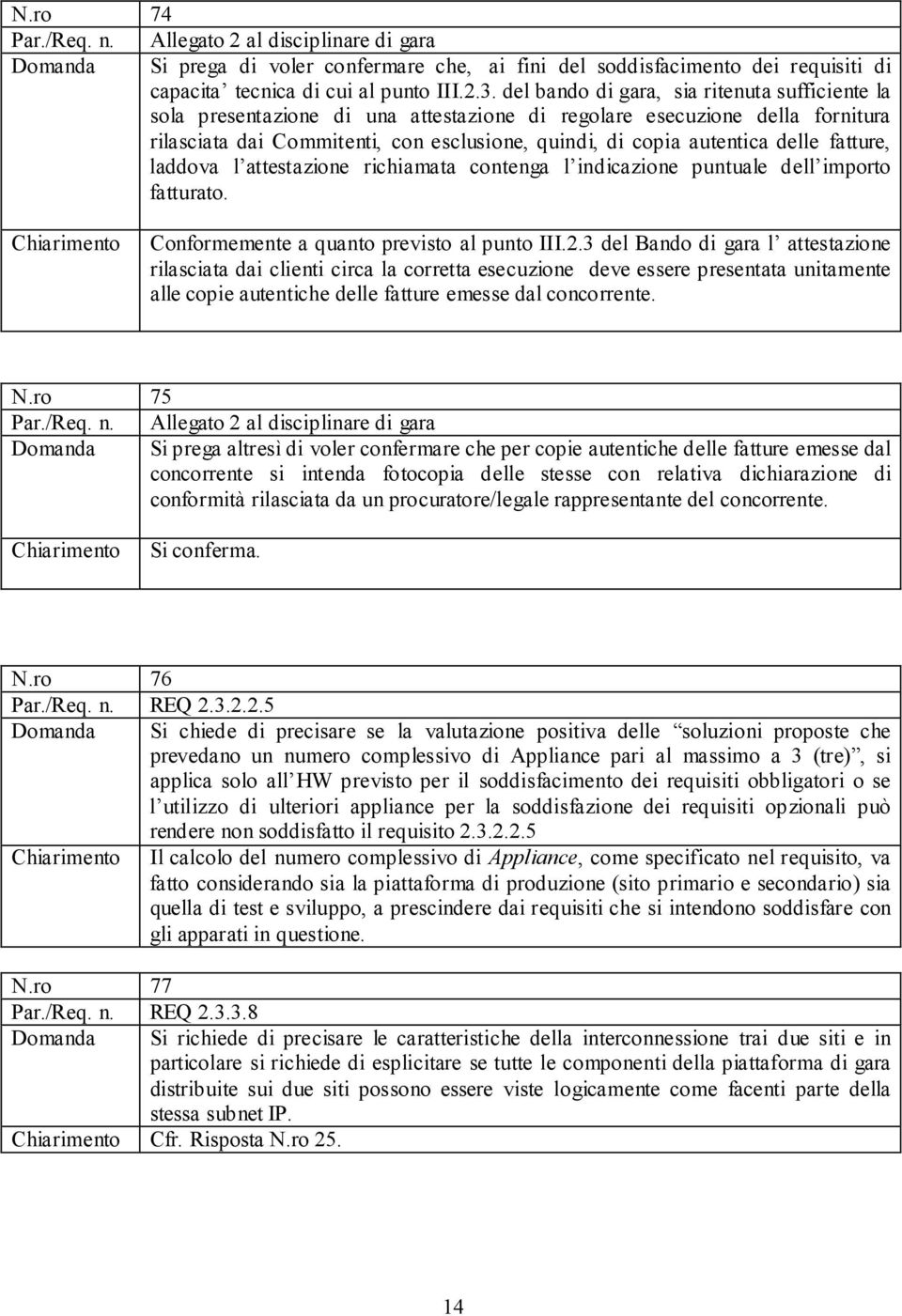 delle fatture, laddova l attestazione richiamata contenga l indicazione puntuale dell importo fatturato. Chiarimento Conformemente a quanto previsto al punto III.2.