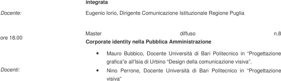 8 Corporate identity nella Pubblica Amministrazione Mauro Bubbico, Docente Università di Bari