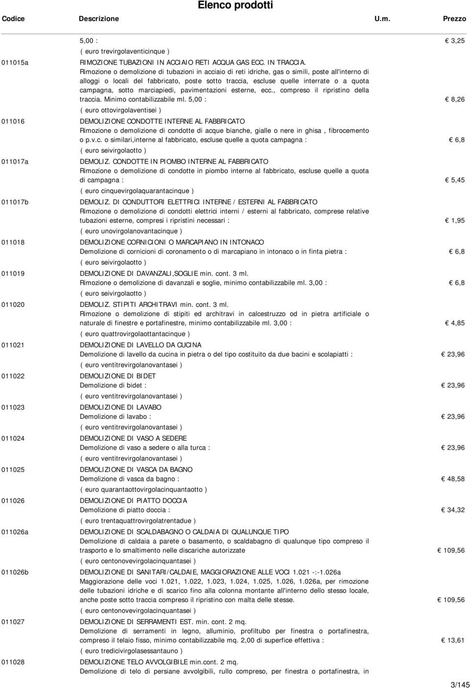 sotto marciapiedi, pavimentazioni esterne, ecc., compreso il ripristino della traccia. Minimo contabilizzabile ml.