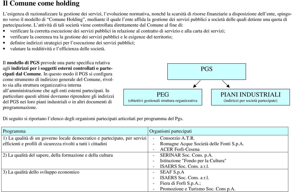 L attività di tali società viene controllata direttamente dal Comune al fine di: verificare la corretta esecuzione dei servizi pubblici in relazione al contratto di servizio e alla carta dei servizi;