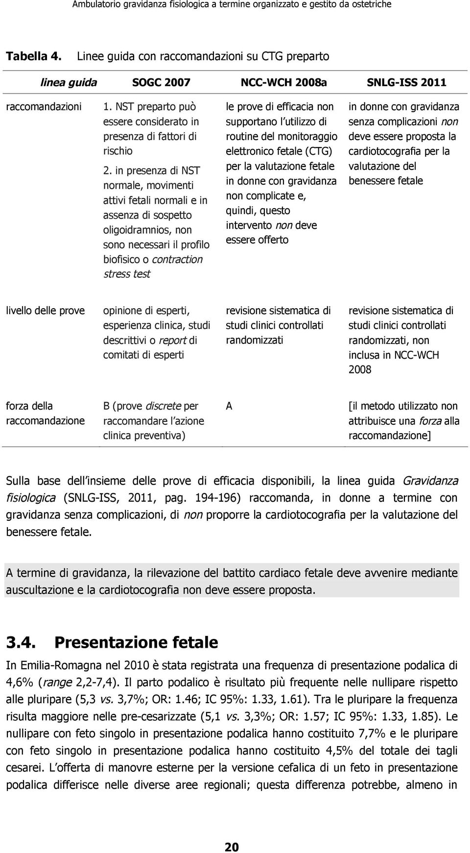 supportano l utilizzo di routine del monitoraggio elettronico fetale (CTG) per la valutazione fetale in donne con gravidanza non complicate e, quindi, questo intervento non deve essere offerto in