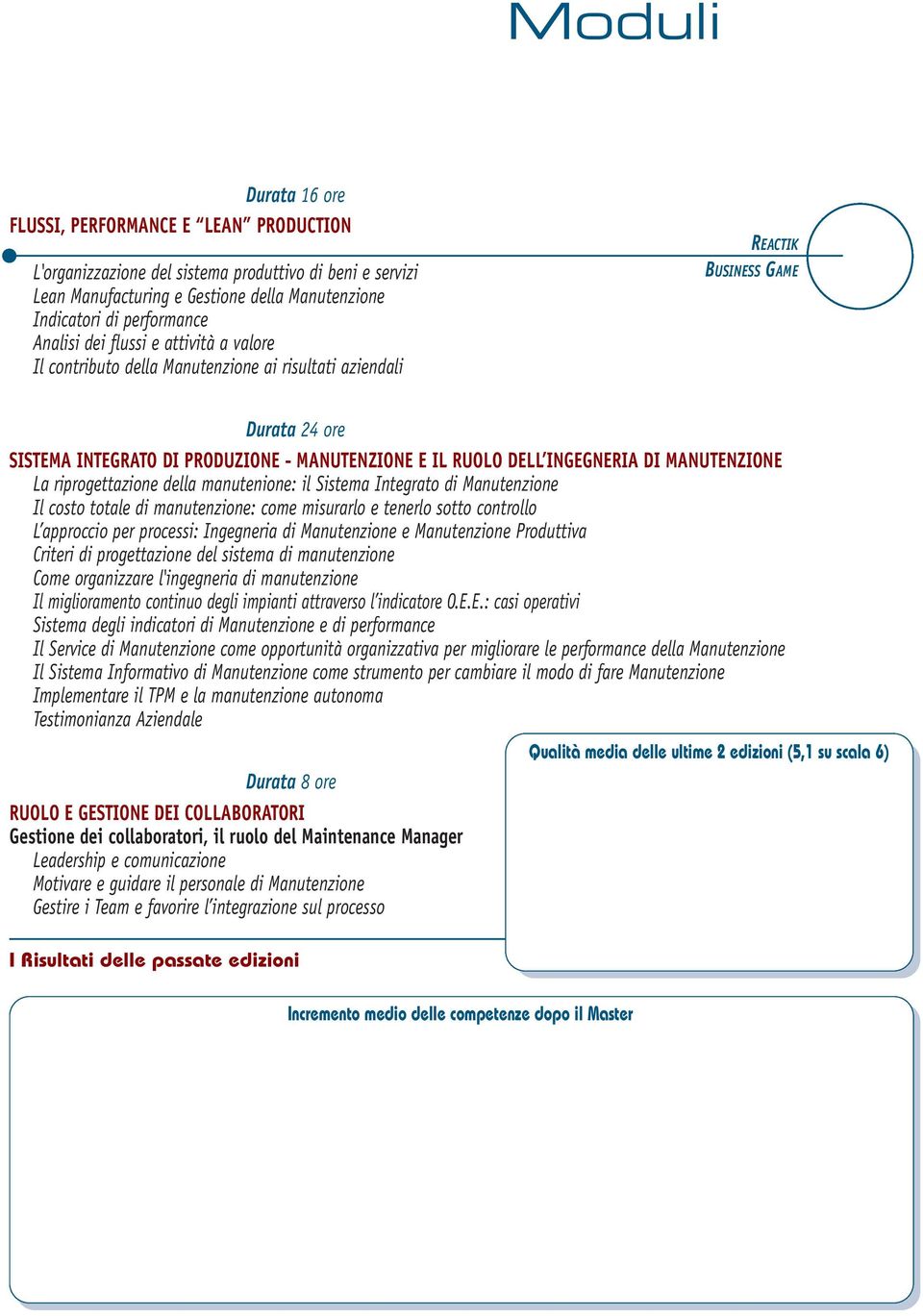 MANUTENZIONE La riprogettazione della manutenione: il Sistema Integrato di Manutenzione Il costo totale di manutenzione: come misurarlo e tenerlo sotto controllo L approccio per processi: Ingegneria