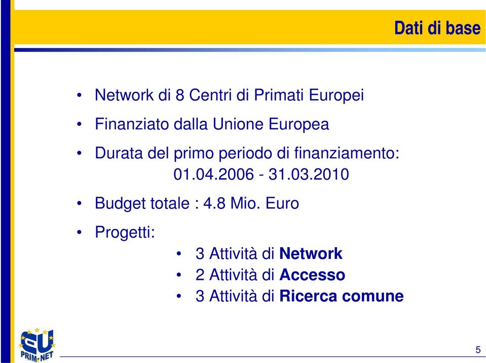 01.04.2006-31.03.2010 Budget totale : 4.8 Mio.