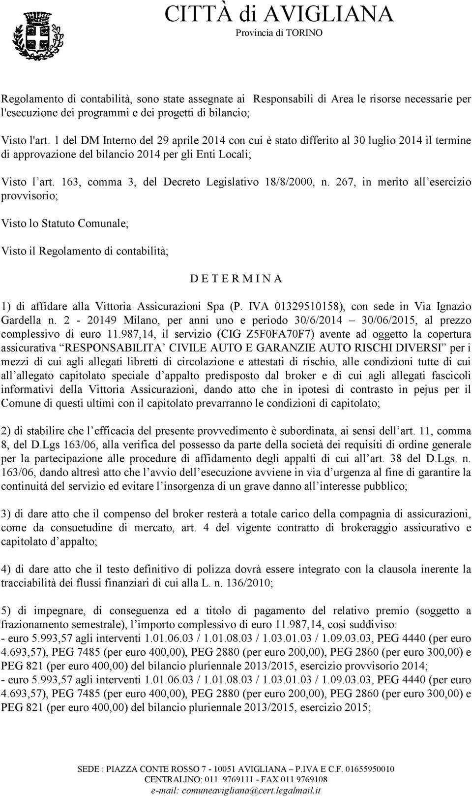 163, comma 3, del Decreto Legislativo 18/8/2000, n.