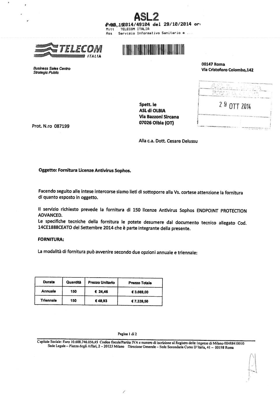 056,45 Codice fiseale)partitn IVA e nurneto di iscrizione al Regiso delle Imprese di Milano 00488410010 Sede legale Piazza d1i AIThri, 2 20123 Milano Direzione Generale Sede Secondaria Corao D