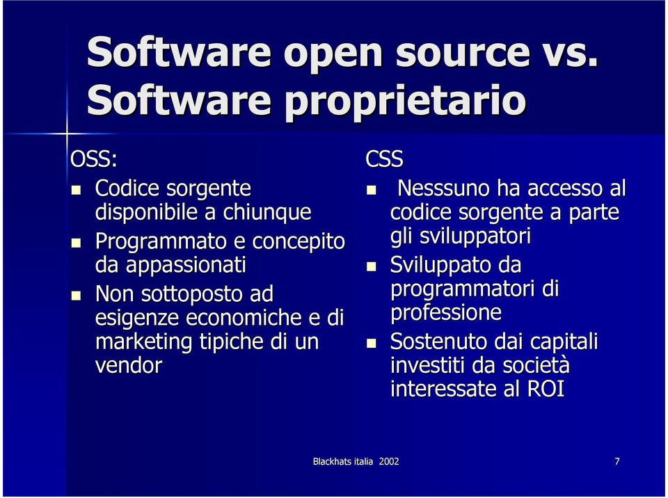 appassionati Non sottoposto ad esigenze economiche e di marketing tipiche di un vendor CSS Nesssuno