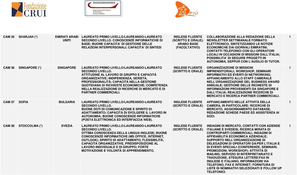 OCCASIONI DI MISSIONI DALL ITALIA; POSSIBILITA DI SEGUIRE PROGETTI IN AUTONOMIA, SEPPUR CON L AUSILIO DI TUTOR.