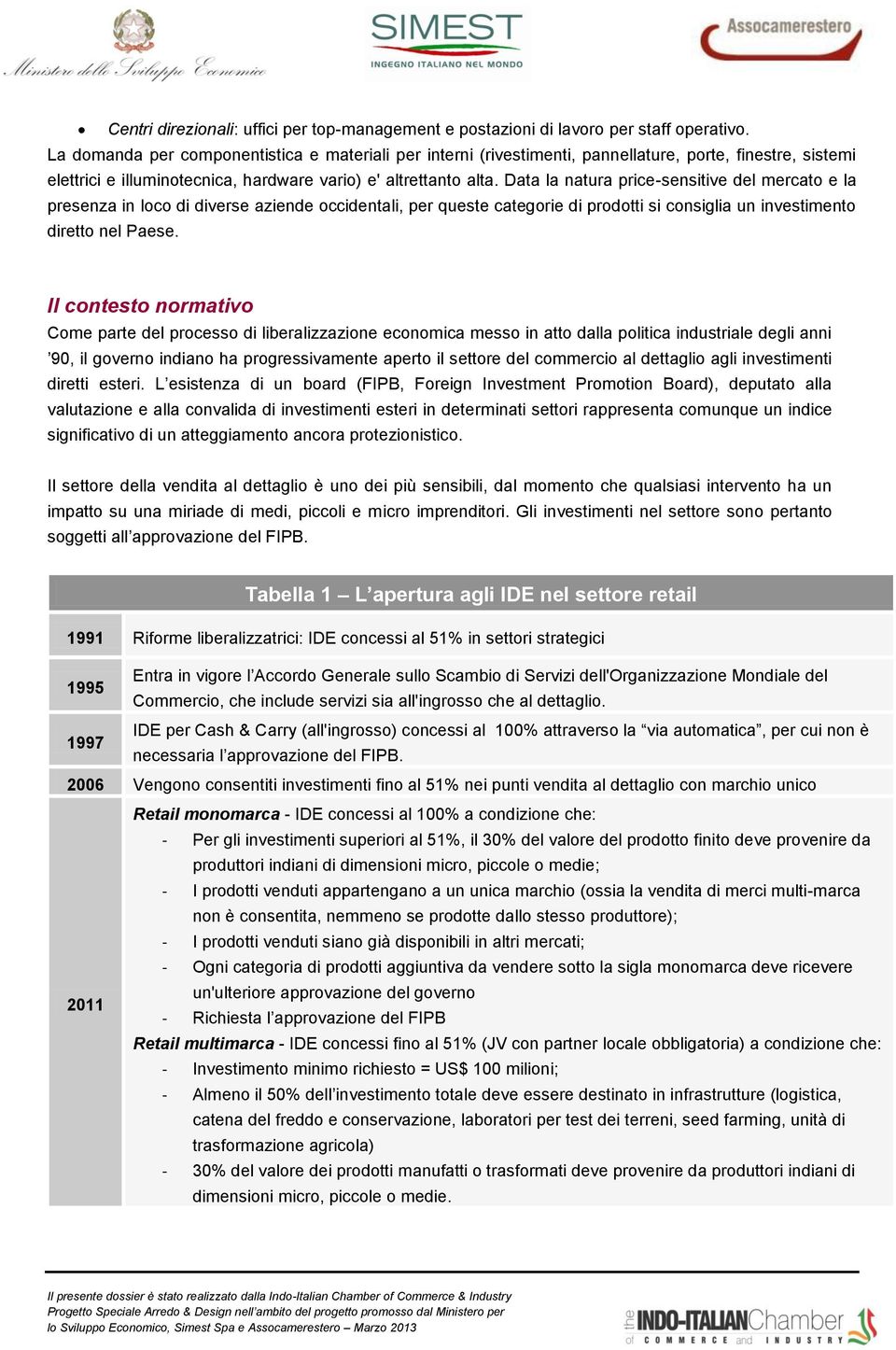 Data la natura price-sensitive del mercato e la presenza in loco di diverse aziende occidentali, per queste categorie di prodotti si consiglia un investimento diretto nel Paese.