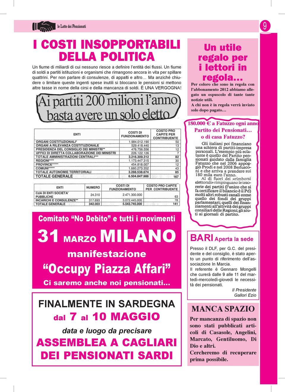 Per non parlare di consulenze, di appalti e altro Ma anziché chiudere o limitare queste ingenti spese inutili si bloccano le pensioni si mettono altre tasse in nome della cirsi e della mancanza di