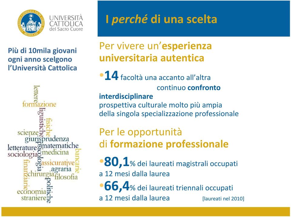 molto piùampia della singola specializzazione professionale Per le opportunità di formazione professionale 80,1% dei