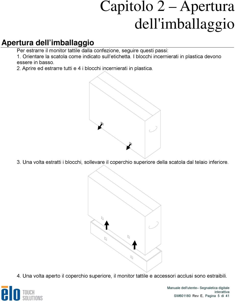 Aprire ed estrarre tutti e 4 i blocchi incernierati in plastica. 3.