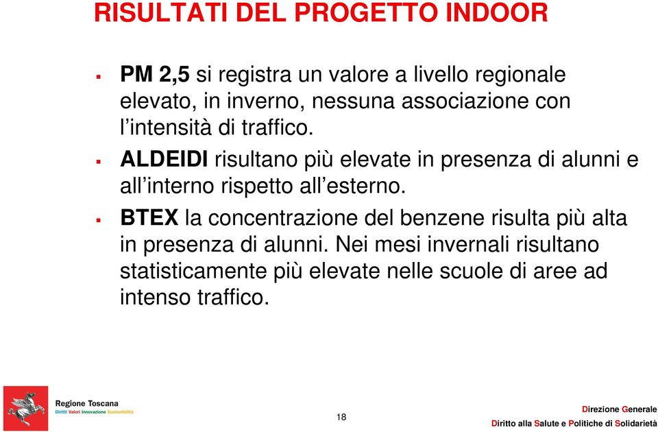 ALDEIDI risultano più elevate in presenza di alunni e all interno rispetto all esterno.