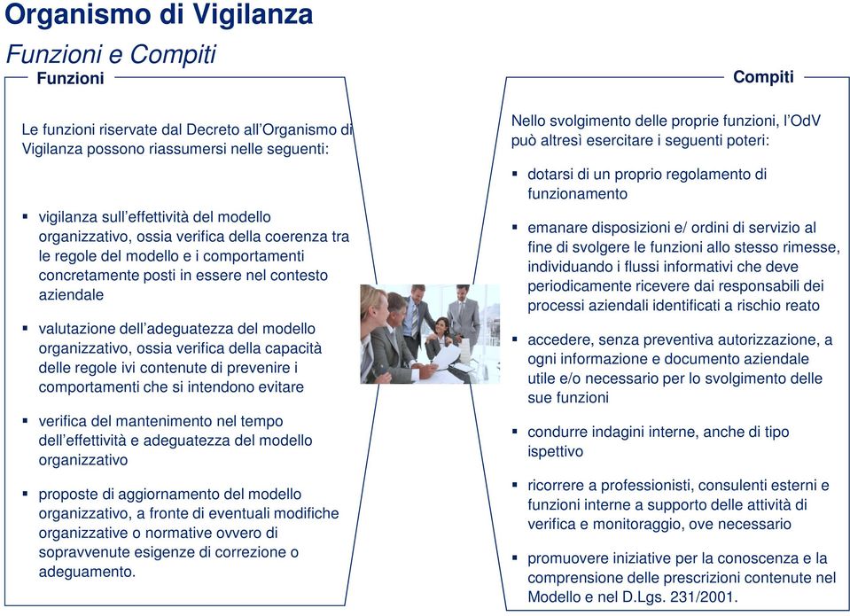 ossia verifica della capacità delle regole ivi contenute di prevenire i comportamenti che si intendono evitare verifica del mantenimento nel tempo dell effettività e adeguatezza del modello