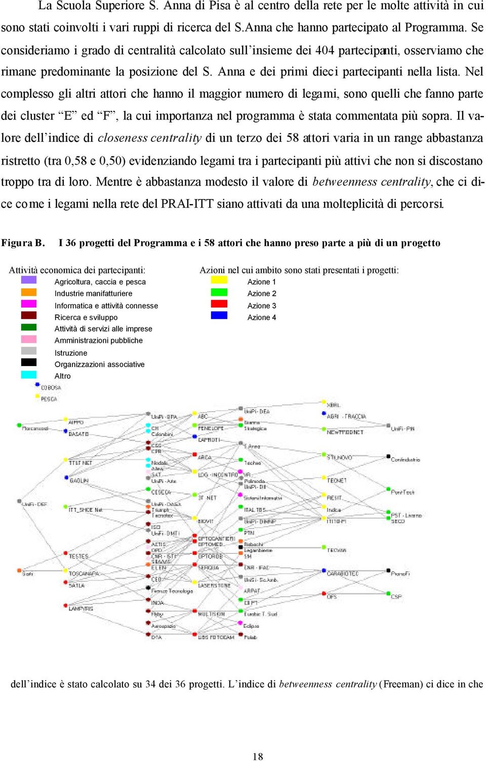 Nel complesso gli altri attori che hanno il maggior numero di legami, sono quelli che fanno parte dei cluster E ed F, la cui importanza nel programma è stata commentata più sopra.