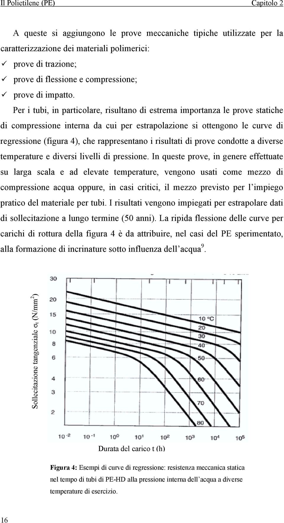 Per i tubi, in particolare, risultano di estrema importanza le prove statiche di compressione interna da cui per estrapolazione si ottengono le curve di regressione (figura 4), che rappresentano i