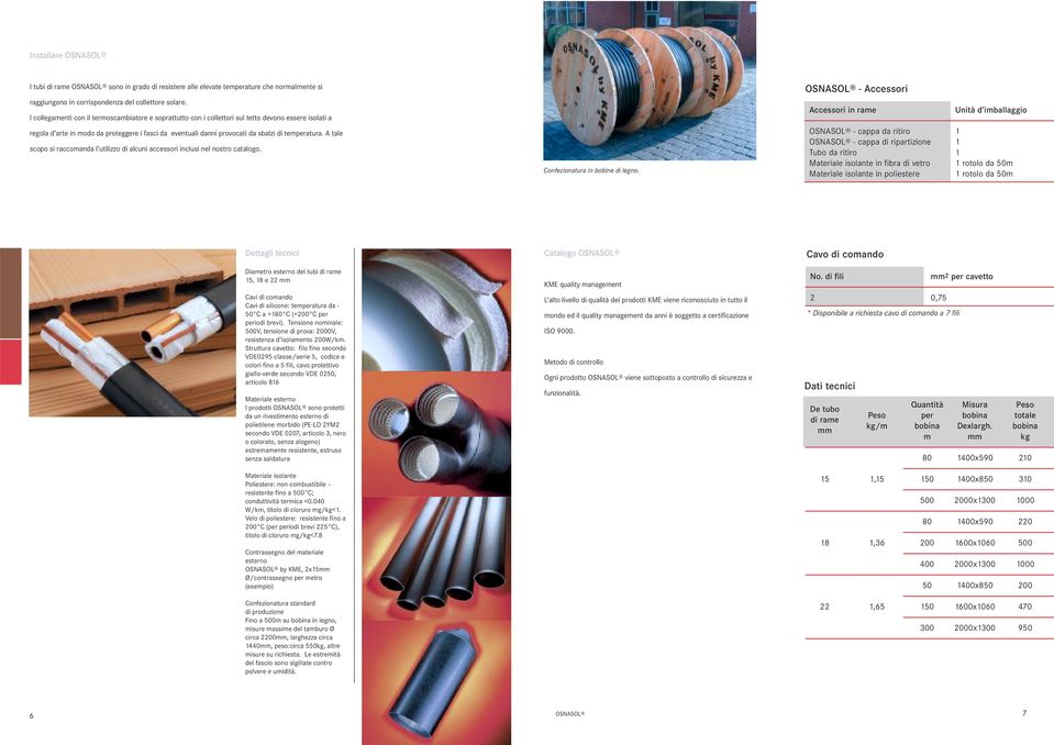temperatura. A tale scopo si raccomanda l utilizzo di alcuni accessori inclusi nel nostro catalogo. Confezionatura in bobine di legno.