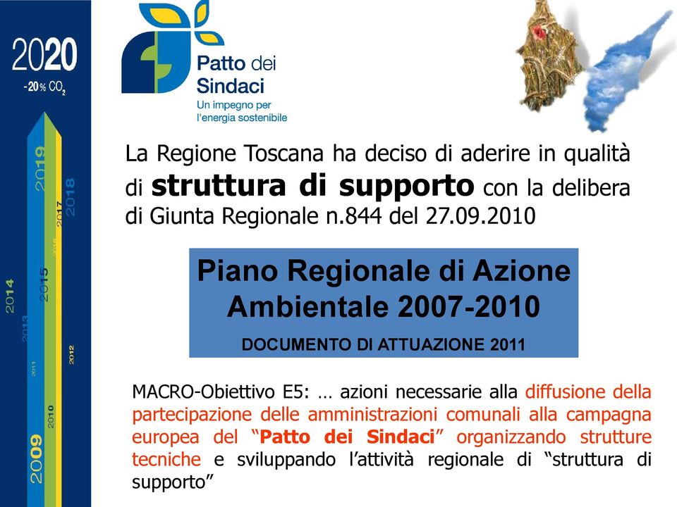 2010 Piano Regionale di Azione Ambientale 2007-20102010 DOCUMENTO DI ATTUAZIONE 2011 MACRO-Obiettivo E5: azioni