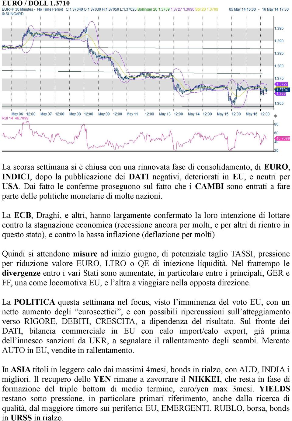 La ECB, Draghi, e altri, hanno largamente confermato la loro intenzione di lottare contro la stagnazione economica (recessione ancora per molti, e per altri di rientro in questo stato), e contro la