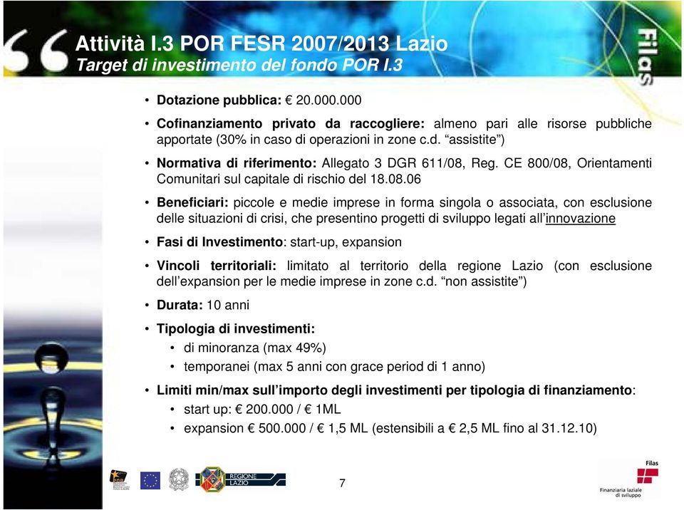 Orientamenti Comunitari sul capitale di rischio del 18.08.