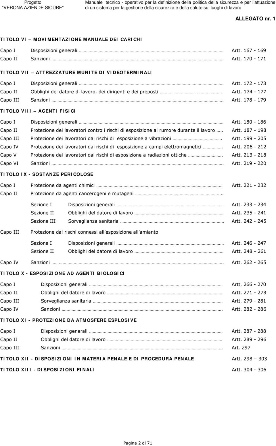 180-186 Capo II Protezione dei lavoratori contro i rischi di esposizione al rumore durante il lavoro.. Artt.
