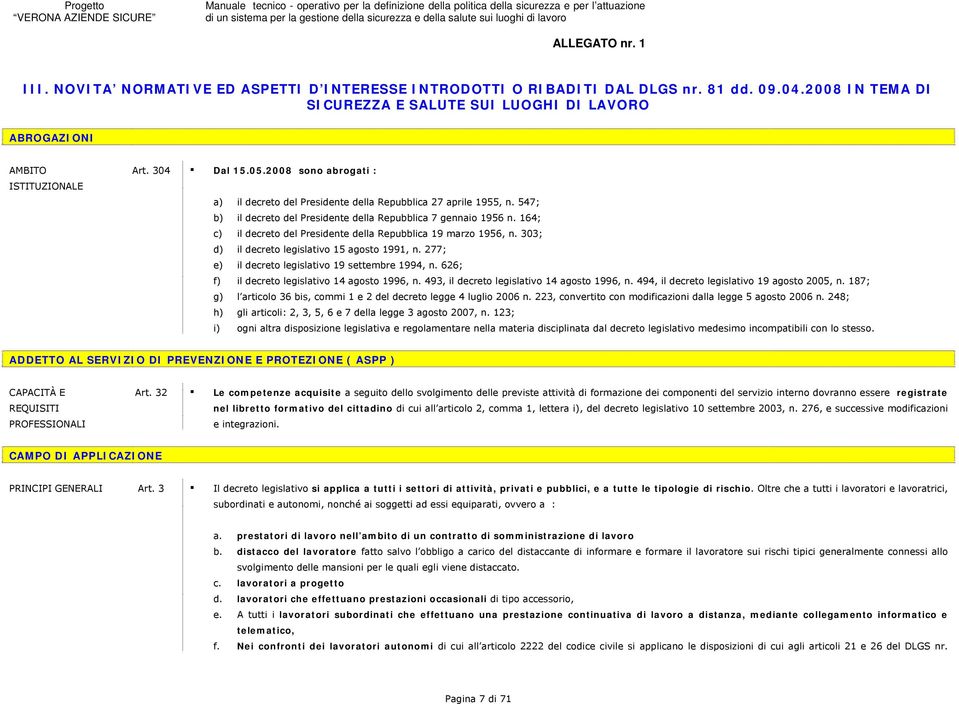 547; b) il decreto del Presidente della Repubblica 7 gennaio 1956 n. 164; c) il decreto del Presidente della Repubblica 19 marzo 1956, n. 303; d) il decreto legislativo 15 agosto 1991, n.