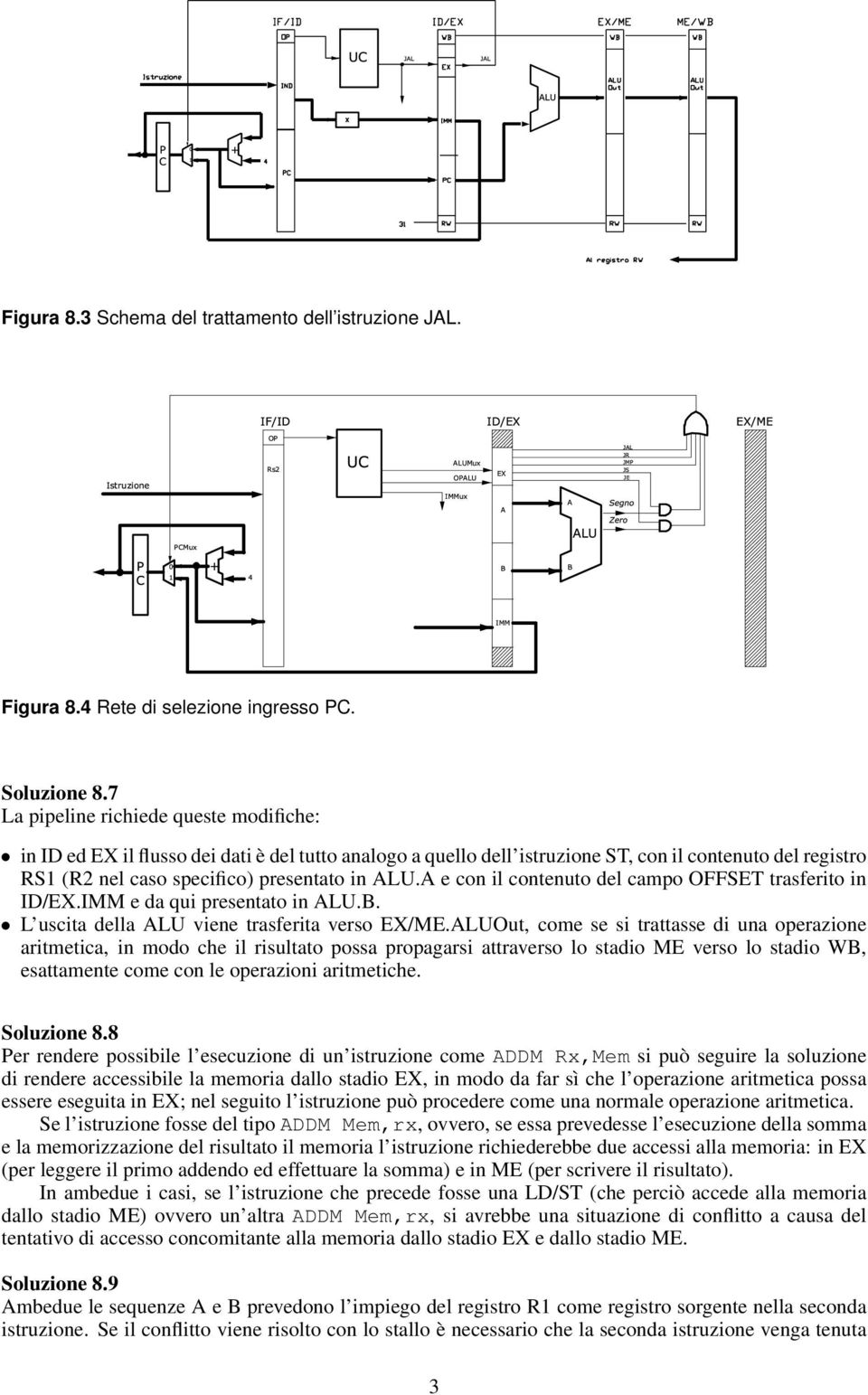 A e con il contenuto del campo OFFSET trasferito in ID/EX.IMM e da qui presentato in ALU.B. L uscita della ALU viene trasferita verso EX/ME.