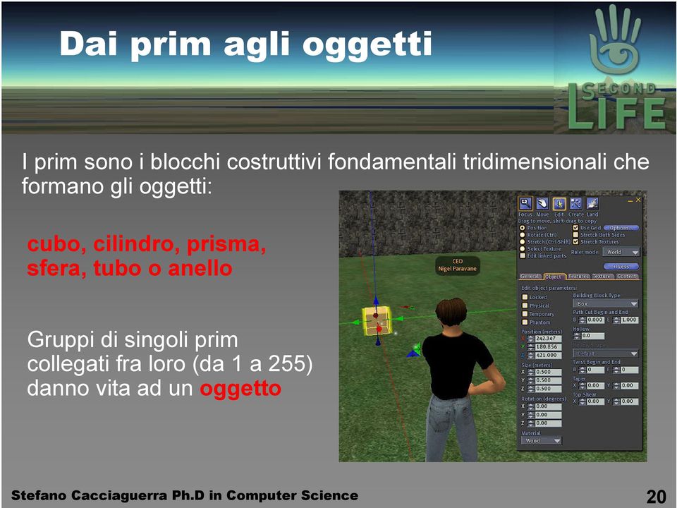 sfera, tubo o anello Gruppi di singoli prim collegati fra loro (da 1 a