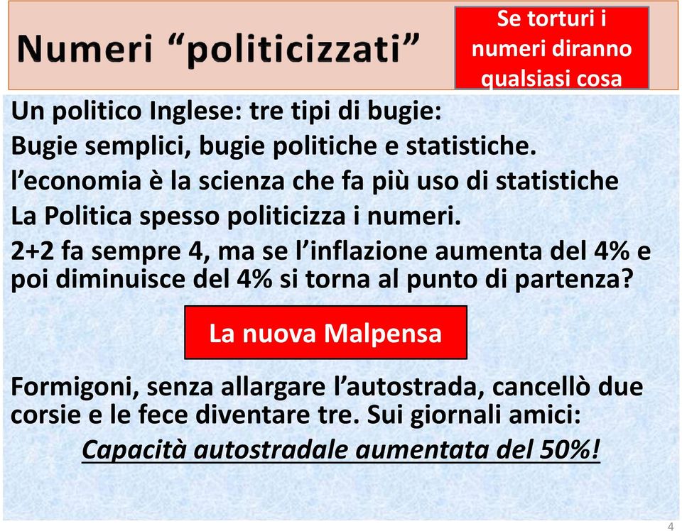 2+2 fa sempre 4, ma se l inflazione aumenta del 4% e poi diminuisce del 4% si torna al punto di partenza?