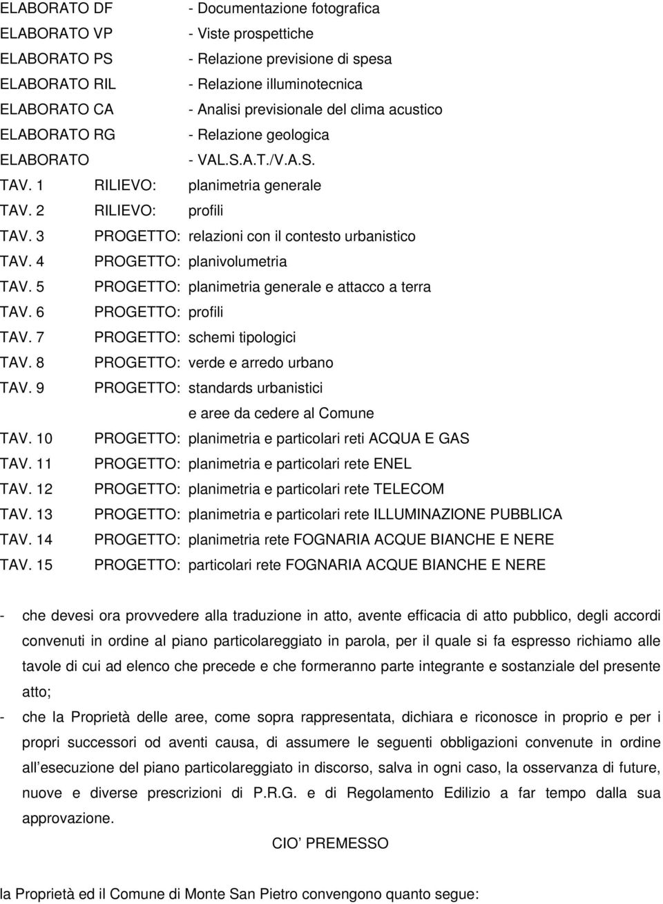 3 PROGETTO: relazioni con il contesto urbanistico TAV. 4 PROGETTO: planivolumetria TAV. 5 PROGETTO: planimetria generale e attacco a terra TAV. 6 PROGETTO: profili TAV.