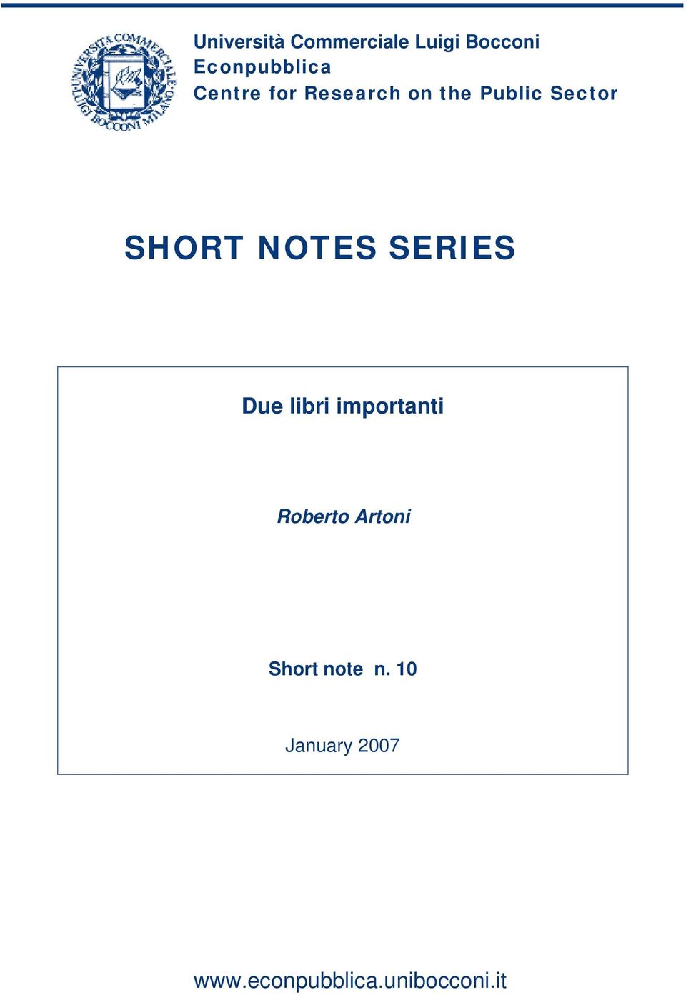 NOTES SERIES Due libri importanti Roberto Artoni