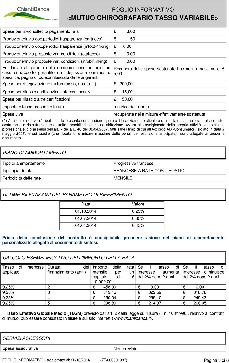 condizioni (infob@nking) 0,00 Per l invio al garante della comunicazione periodica in caso di rapporto garantito da fidejussione omnibus o specifica, pegno o ipoteca rilasciata da terzi garanti.