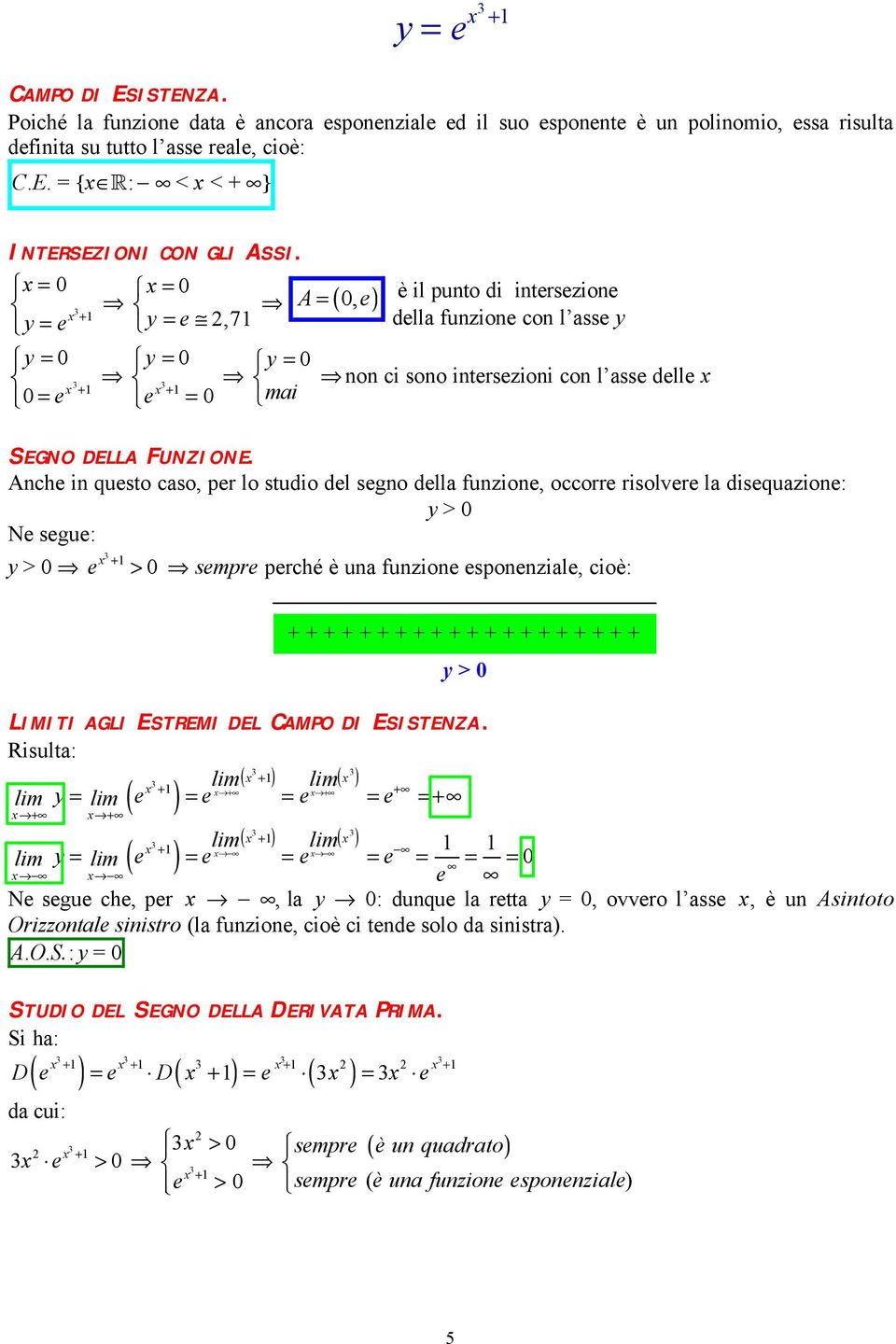 Anch in qusto caso, pr lo studio dl sgno dlla funzion, occorr risolvr la disquazion: > N sgu: > 3 + > smpr prché è una funzion sponnzial, cioè: + + + + + + + + + + + + + + + + + + + + > LIMITI AGLI
