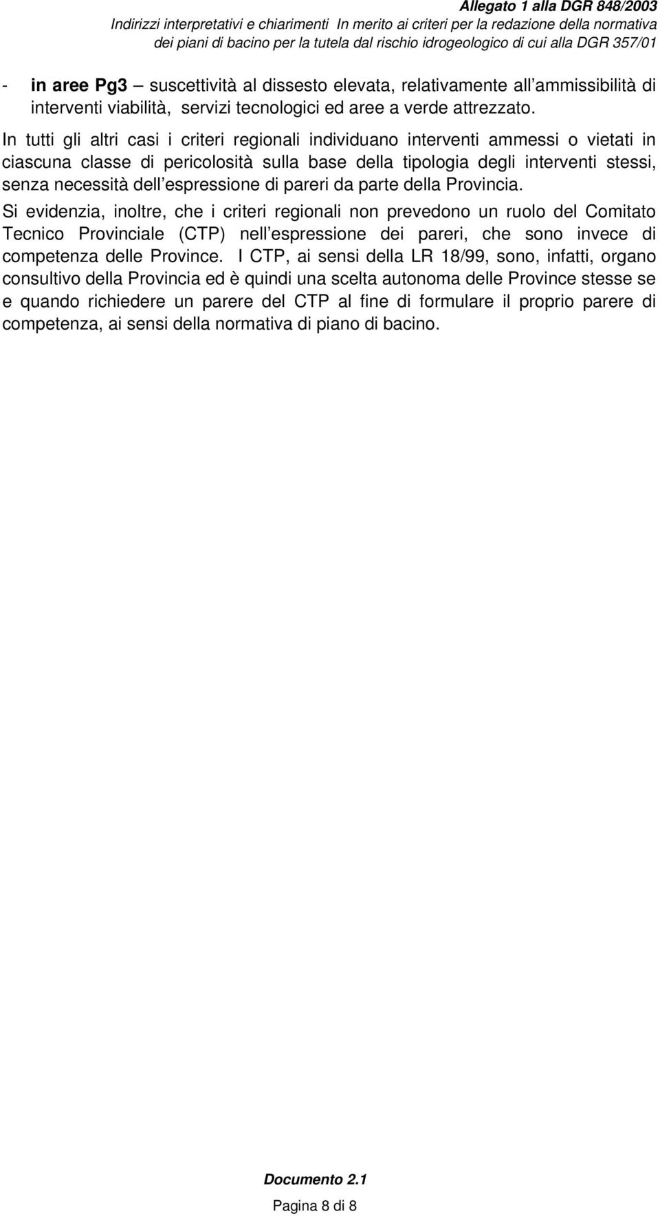 espressione di pareri da parte della Provincia.