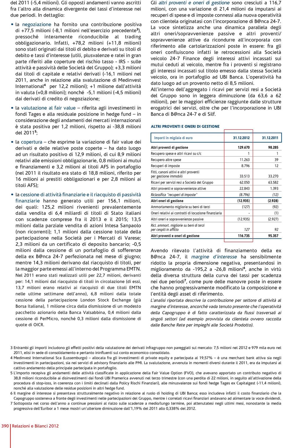 Infatti, +78,2 milioni (+11,8 milioni) sono stati originati dai titoli di debito e derivati su titoli di debito e tassi d interesse (utili, plusvalenze e ratei in gran parte riferiti alle coperture