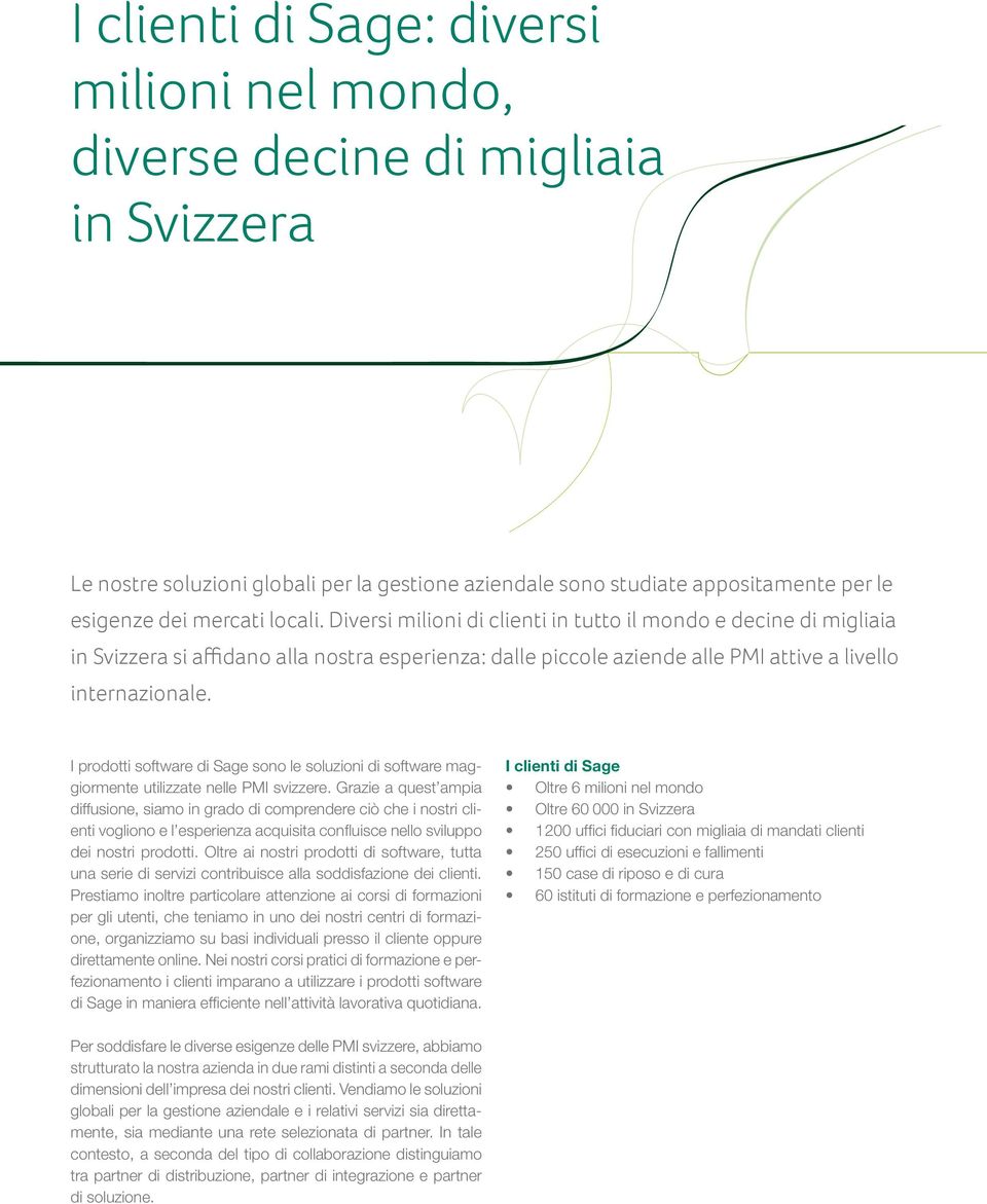 I prodotti software di Sage sono le soluzioni di software maggiormente utilizzate nelle PMI svizzere.