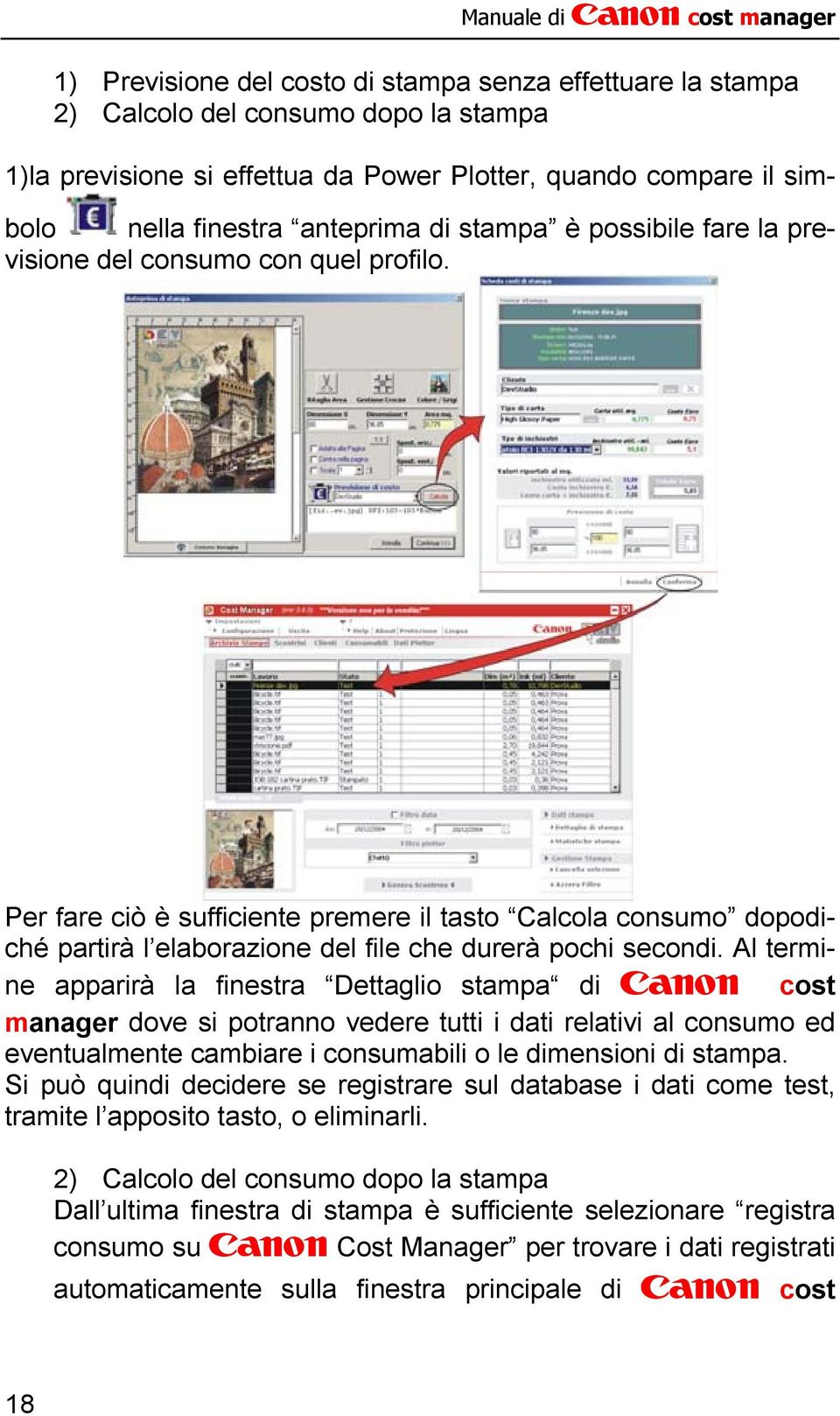 Al termine apparirà la finestra Dettaglio stampa di Canon cost manager dove si potranno vedere tutti i dati relativi al consumo ed eventualmente cambiare i consumabili o le dimensioni di stampa.