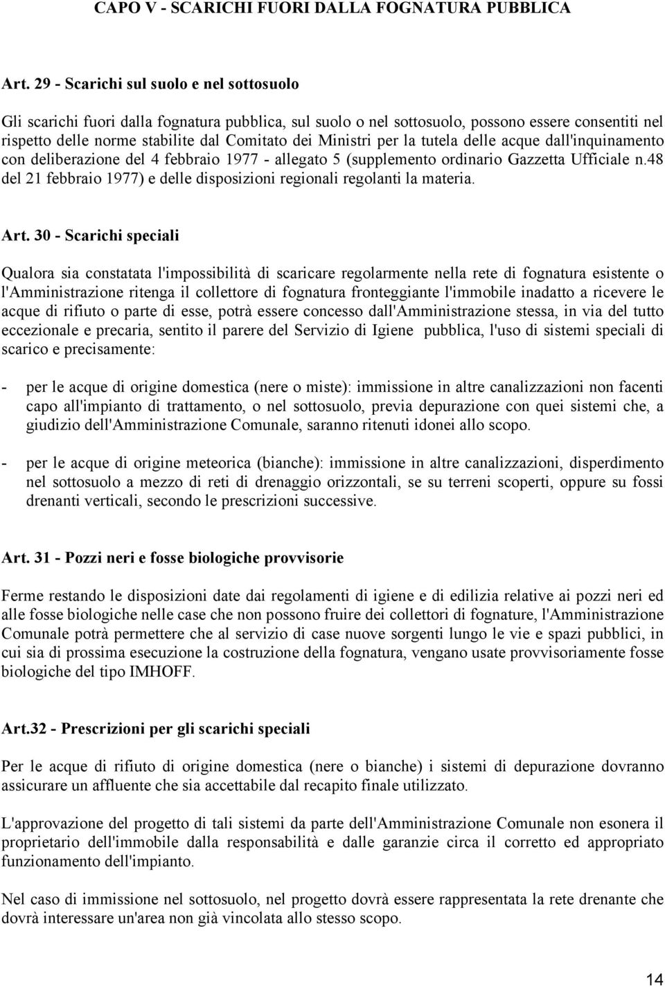 Ministri per la tutela delle acque dall'inquinamento con deliberazione del 4 febbraio 1977 - allegato 5 (supplemento ordinario Gazzetta Ufficiale n.