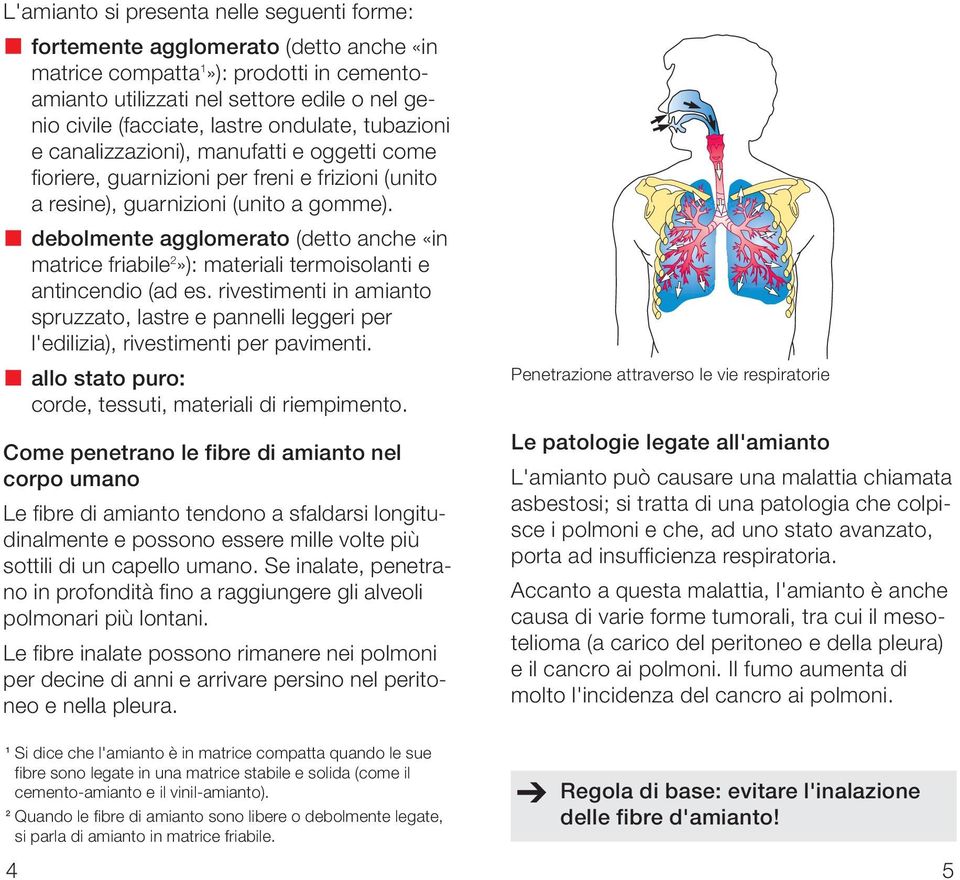 debolmente agglomerato (detto anche «in matrice friabile 2»): materiali termoisolanti e antincendio (ad es.