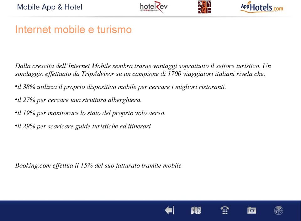 dispotivo mobile per cercare i migliori ristoranti. il 27% per cercare una struttura alberghiera.