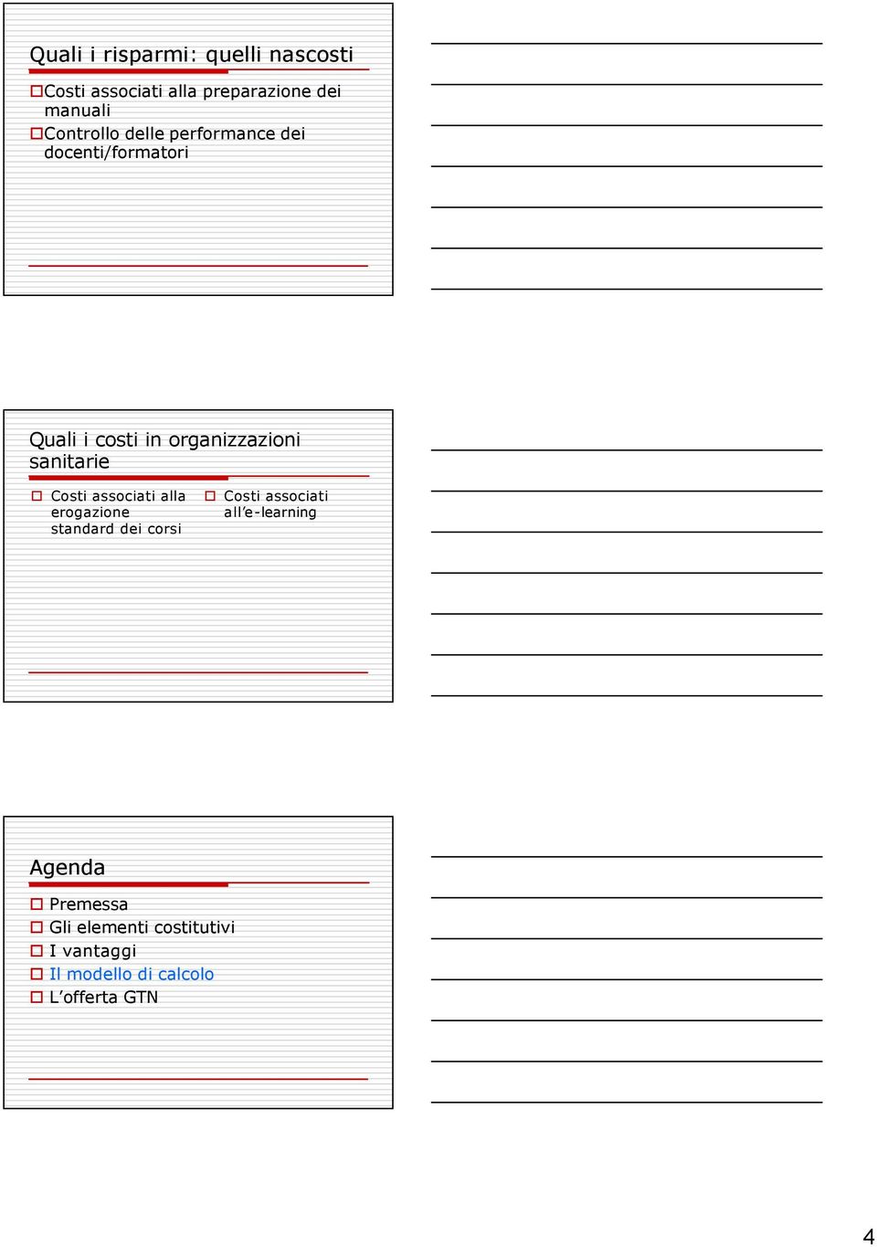 docenti/formatori Quali i costi in organizzazioni sanitarie Costi