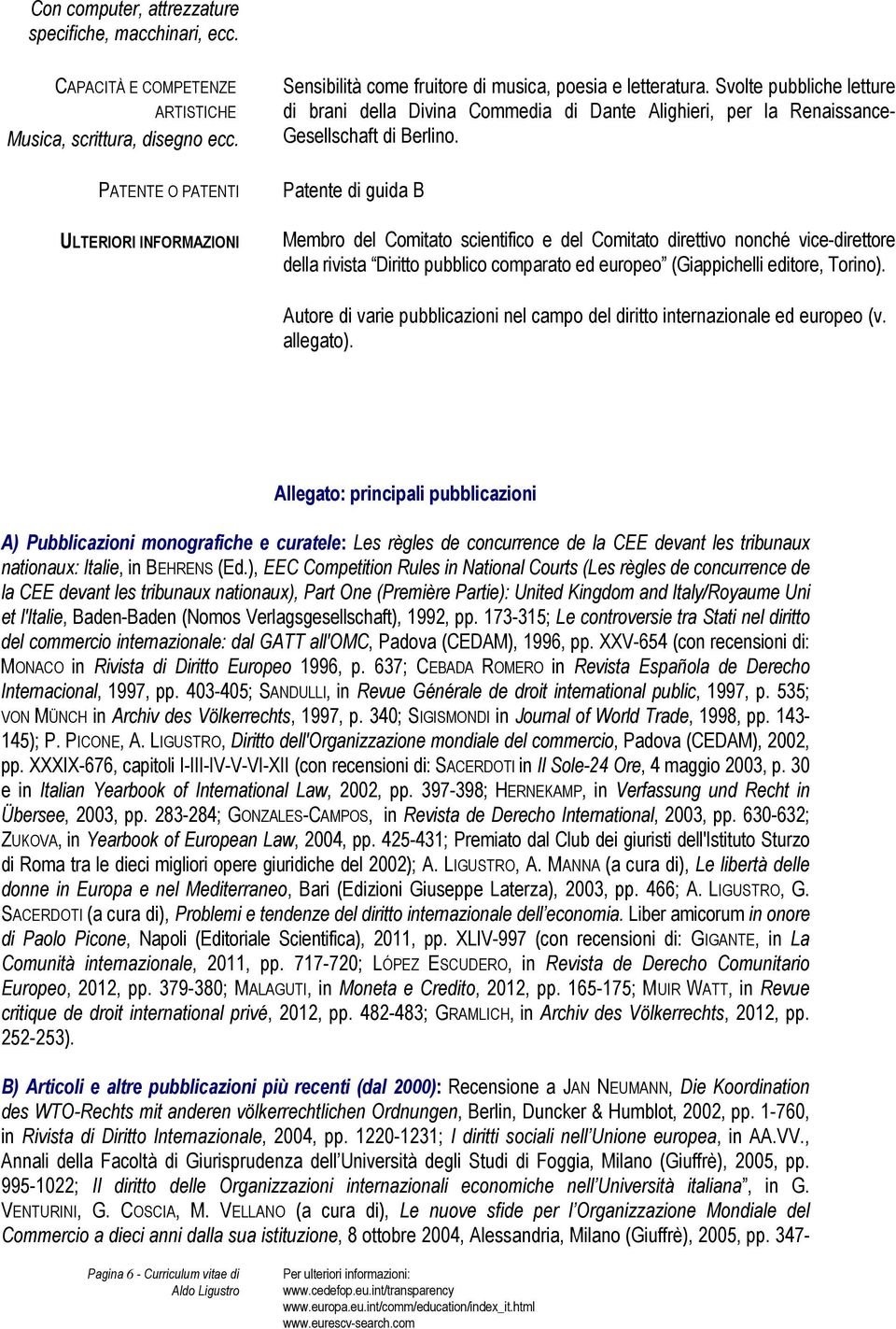 Patente di guida B Membro del Comitato scientifico e del Comitato direttivo nonché vice-direttore della rivista Diritto pubblico comparato ed europeo (Giappichelli editore, Torino).