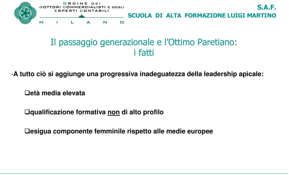 leadership apicale: età media elevata qualificazione formativa