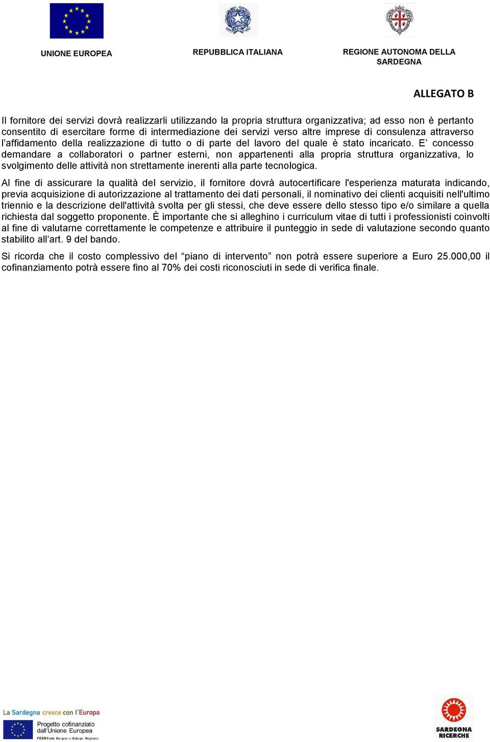 E concesso demandare a collaboratori o partner esterni, non appartenenti alla propria struttura organizzativa, lo svolgimento delle attività non strettamente inerenti alla parte tecnologica.