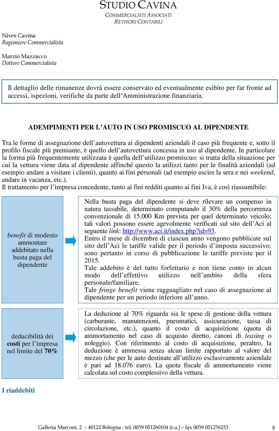 dell autovettura concessa in uso al dipendente.