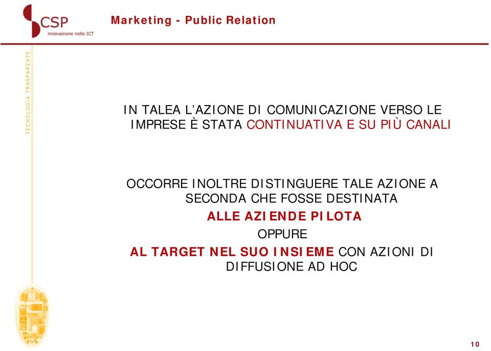 DISTINGUERE TALE AZIONE A SECONDA CHE FOSSE DESTINATA ALLE AZIENDE