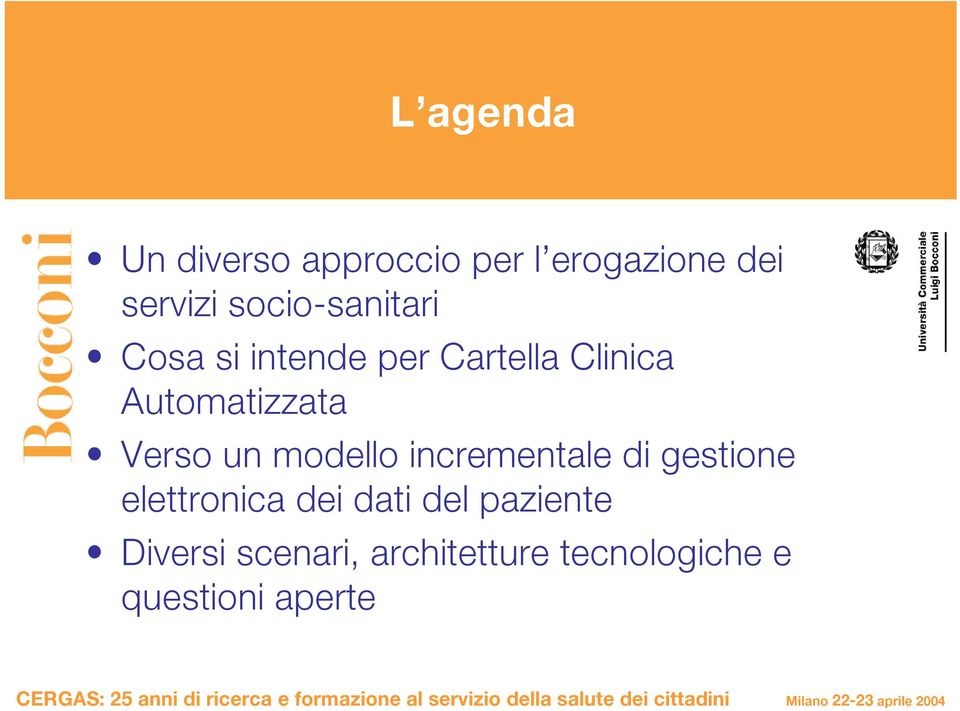 Verso un modello incrementale di gestione elettronica dei dati